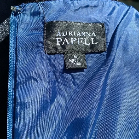 ADRIANNA PAPELL Blue Paisley print scoop neck cap sleeve cotton bodycon sheath - Picture 8 of 10